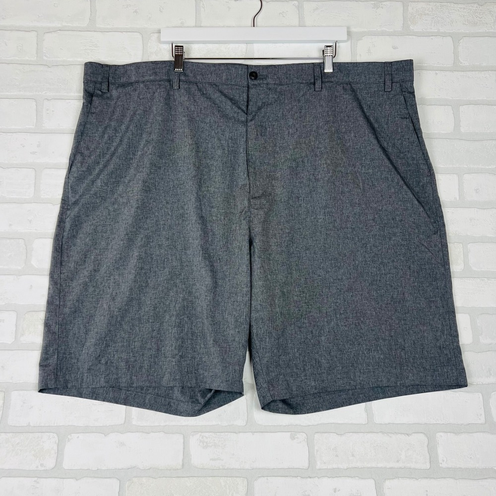 Mens Heathered Gray Flat Front Golf Shorts High Rise Size 50